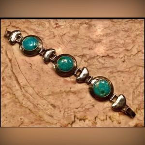Grace & Heart sterling and turquoise stunning statement bracelet .. 7.5”